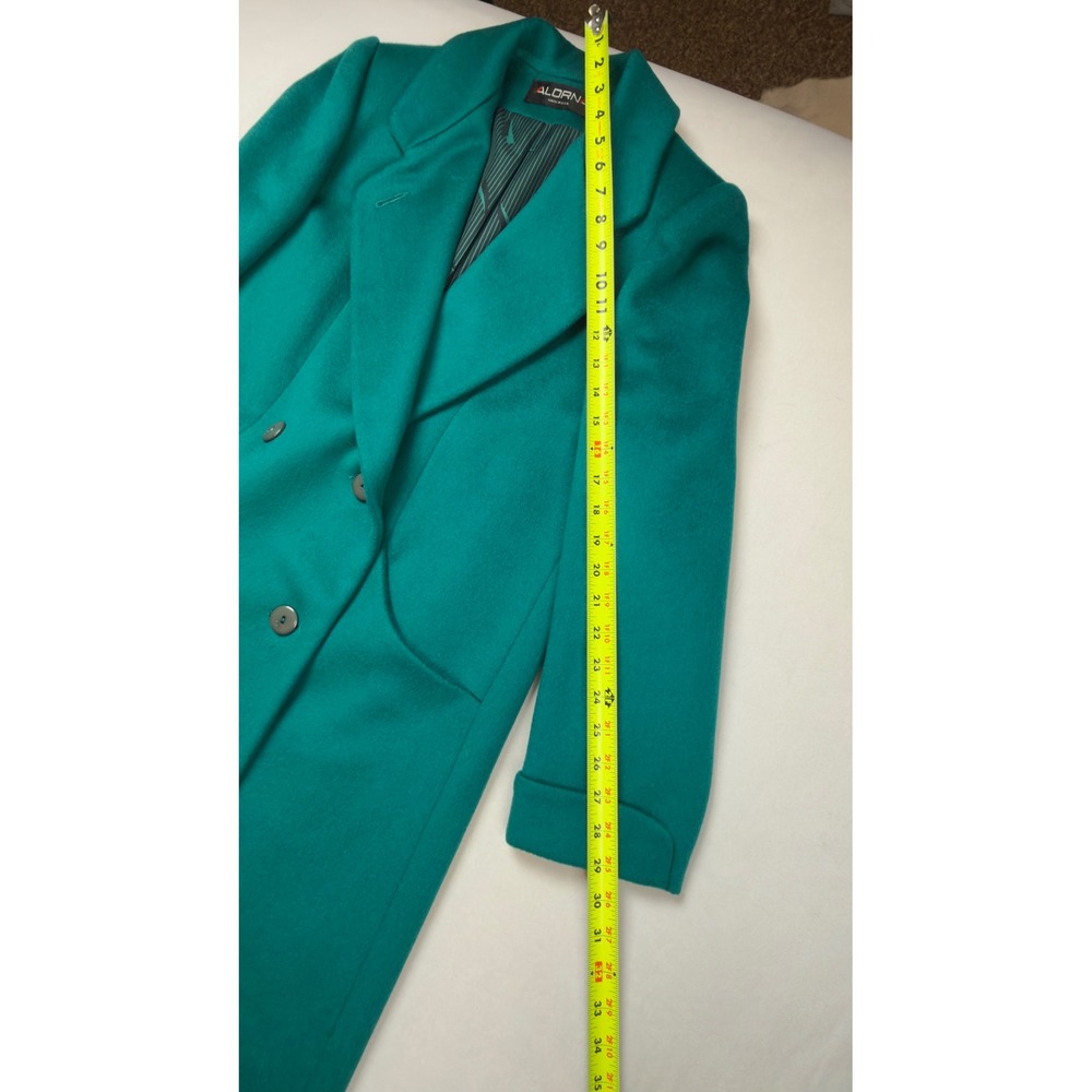 ALORNA Forstmann Wool Teal Long Trench Coat Women's Double Breasted Tailored - Picture 8 of 13